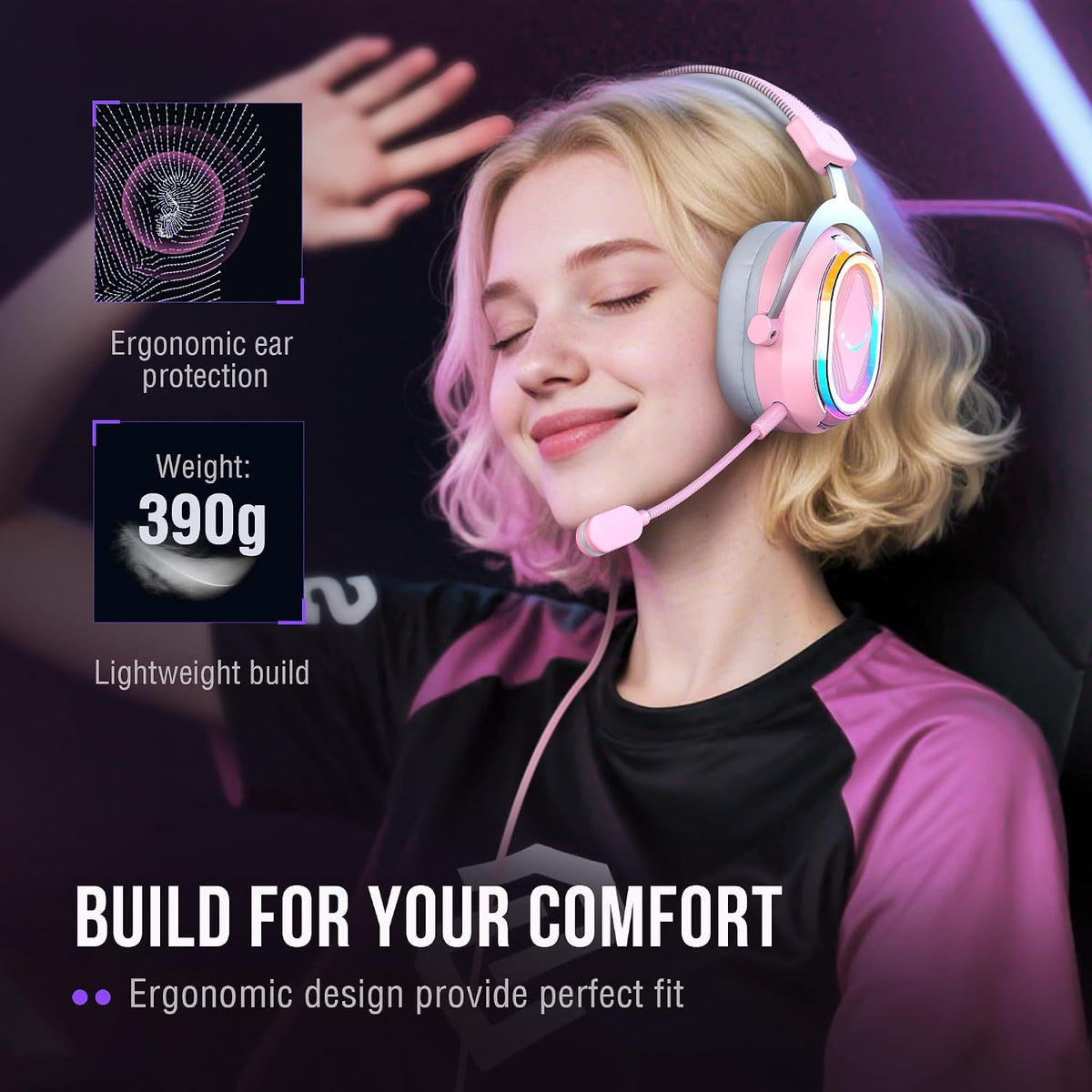 AmpliGame H13P Wired RGB Gaming Headset for PC, Mac, PS4, PS5