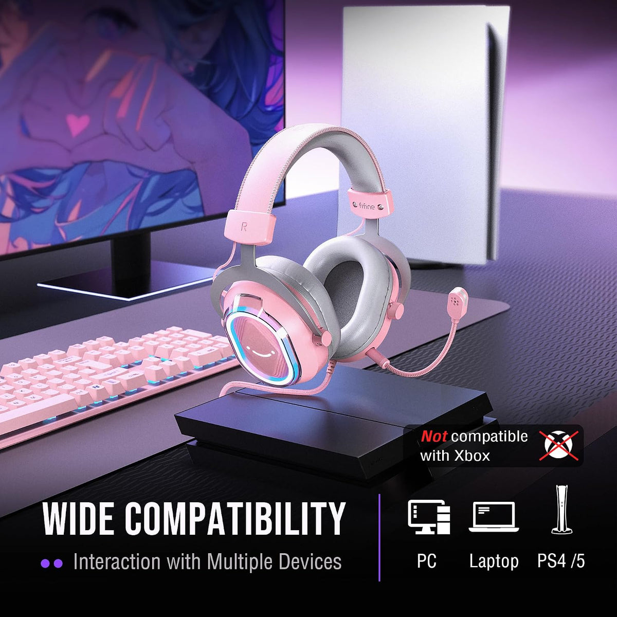 AmpliGame H13P Wired RGB Gaming Headset for PC, Mac, PS4, PS5