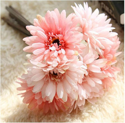 Artificial Gerbera Flower Artificial Daisy Flowers Bride Bridesmaid Holding Flowers 7 Stems Silk Daisies Flower Wedding Bouquet Living Room Office Party Garden DIY Decoration Pink