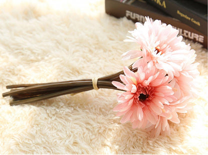 Artificial Gerbera Flower Artificial Daisy Flowers Bride Bridesmaid Holding Flowers 7 Stems Silk Daisies Flower Wedding Bouquet Living Room Office Party Garden DIY Decoration Pink