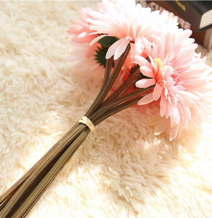 Artificial Gerbera Flower Artificial Daisy Flowers Bride Bridesmaid Holding Flowers 7 Stems Silk Daisies Flower Wedding Bouquet Living Room Office Party Garden DIY Decoration Pink