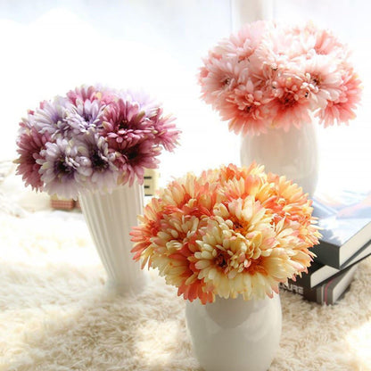 Artificial Gerbera Flower Artificial Daisy Flowers Bride Bridesmaid Holding Flowers 7 Stems Silk Daisies Flower Wedding Bouquet Living Room Office Party Garden DIY Decoration Pink