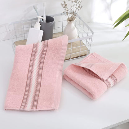 Pink Hand Towels 100% Cotton Soft Absorbent Summer Decorative Textured Striped Decorative Hand Towel for Bathroom 13 x 29 Inch, 2 Pieces