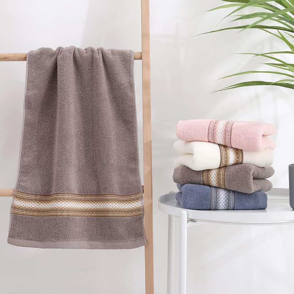 Pink Hand Towels 100% Cotton Soft Absorbent Summer Decorative Textured Striped Decorative Hand Towel for Bathroom 13 x 29 Inch, 2 Pieces