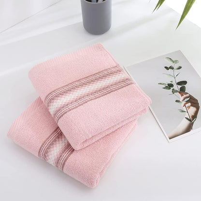 Pink Hand Towels 100% Cotton Soft Absorbent Summer Decorative Textured Striped Decorative Hand Towel for Bathroom 13 x 29 Inch, 2 Pieces