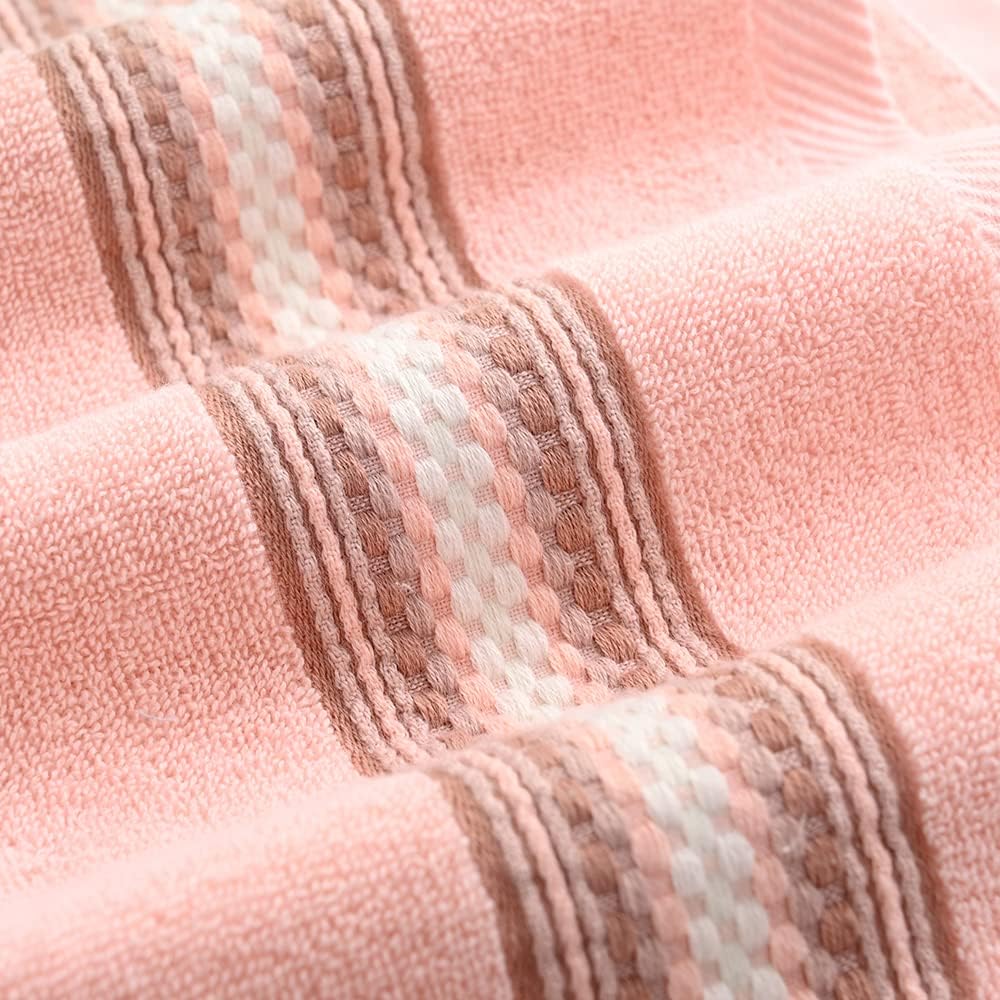 Pink Hand Towels 100% Cotton Soft Absorbent Summer Decorative Textured Striped Decorative Hand Towel for Bathroom 13 x 29 Inch, 2 Pieces