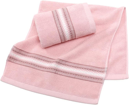 Pink Hand Towels 100% Cotton Soft Absorbent Summer Decorative Textured Striped Decorative Hand Towel for Bathroom 13 x 29 Inch, 2 Pieces