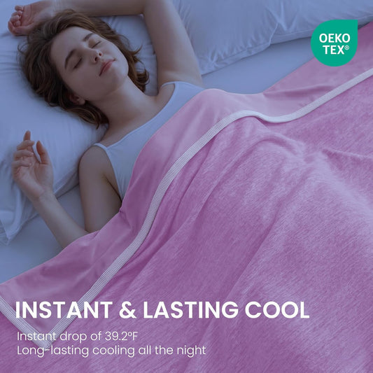 Topcee Cooling Blanket for Night Sweats Absorbs Heat to Keep Adults, Children Cool on Warm Nights, Q-Max 0.5 Cooling Blankets for Hot Sleepers, Ultra-Cool Lightweight Sofa Throw Blanket (50"x70")