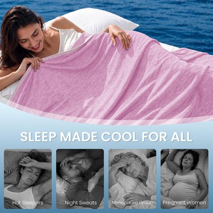 Topcee Cooling Blanket for Night Sweats Absorbs Heat to Keep Adults, Children Cool on Warm Nights, Q-Max 0.5 Cooling Blankets for Hot Sleepers, Ultra-Cool Lightweight Sofa Throw Blanket (50"x70")