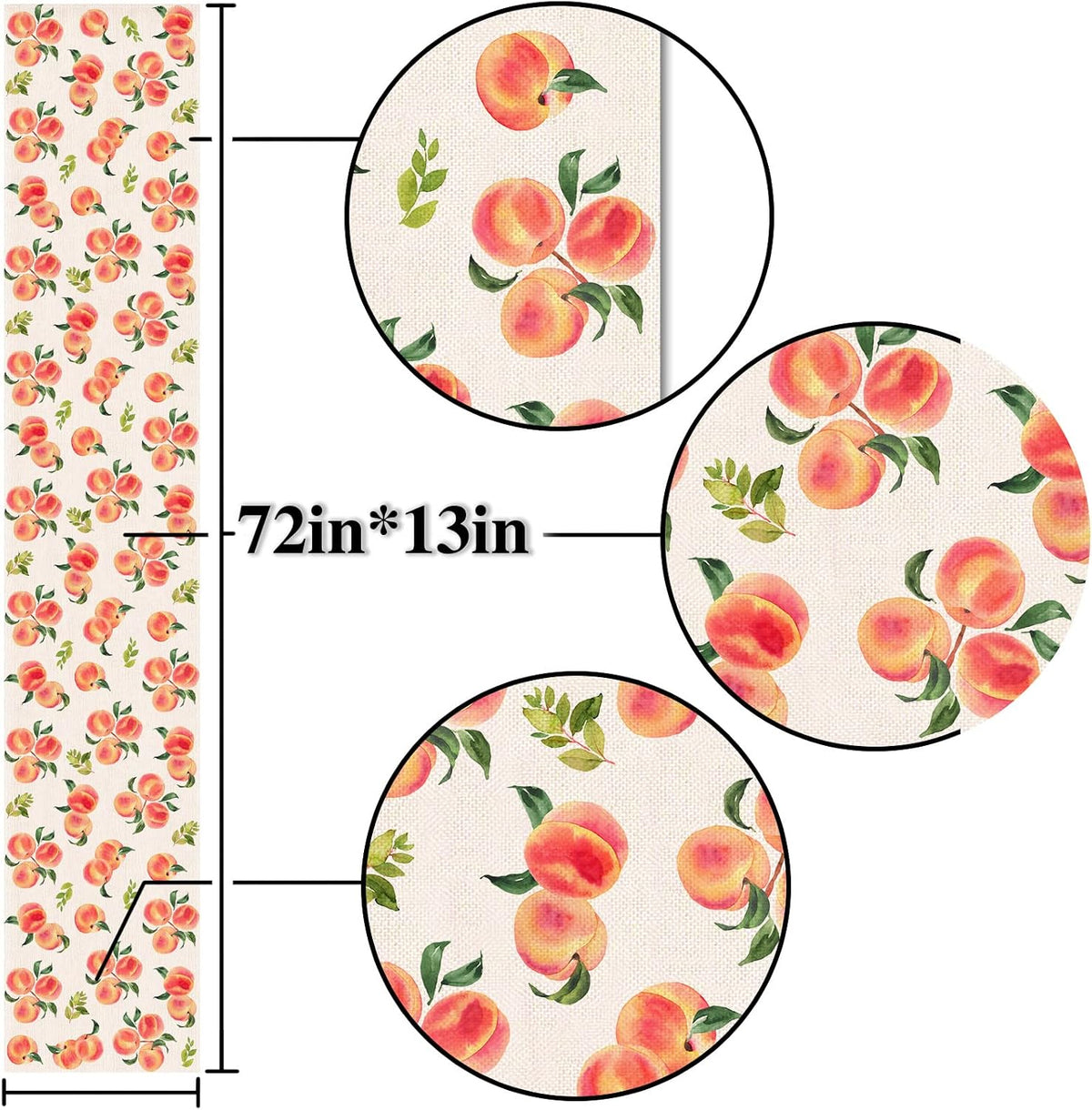 Peach Table Runner Sweet Peach Party Decoration Summer Fruit Rustic Home Kitchen Dining Room Decor 72 Inches Long