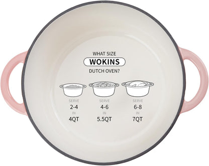 4-QT Enameled Cast Iron Round Dutch Oven With Lid,Oven safe,Pink