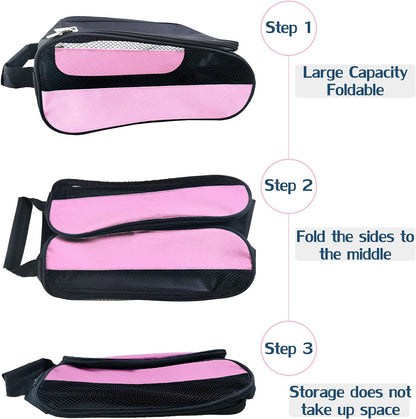 Golf Shoe Bag Men/Women Outdoor Zippered Carrier Bags Light Pink