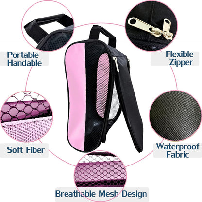 Golf Shoe Bag Men/Women Outdoor Zippered Carrier Bags Light Pink