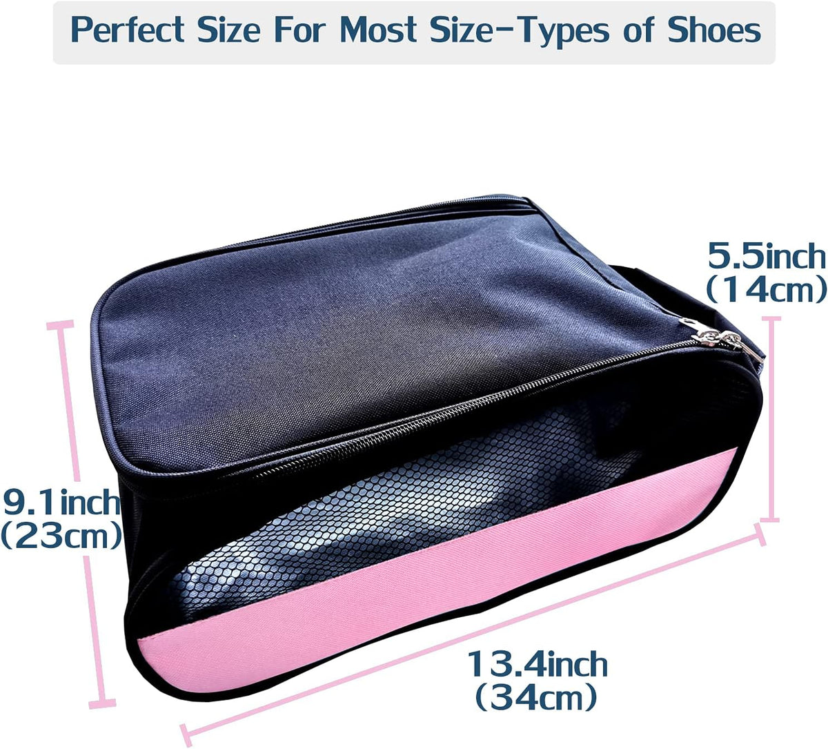 Golf Shoe Bag Men/Women Outdoor Zippered Carrier Bags Light Pink