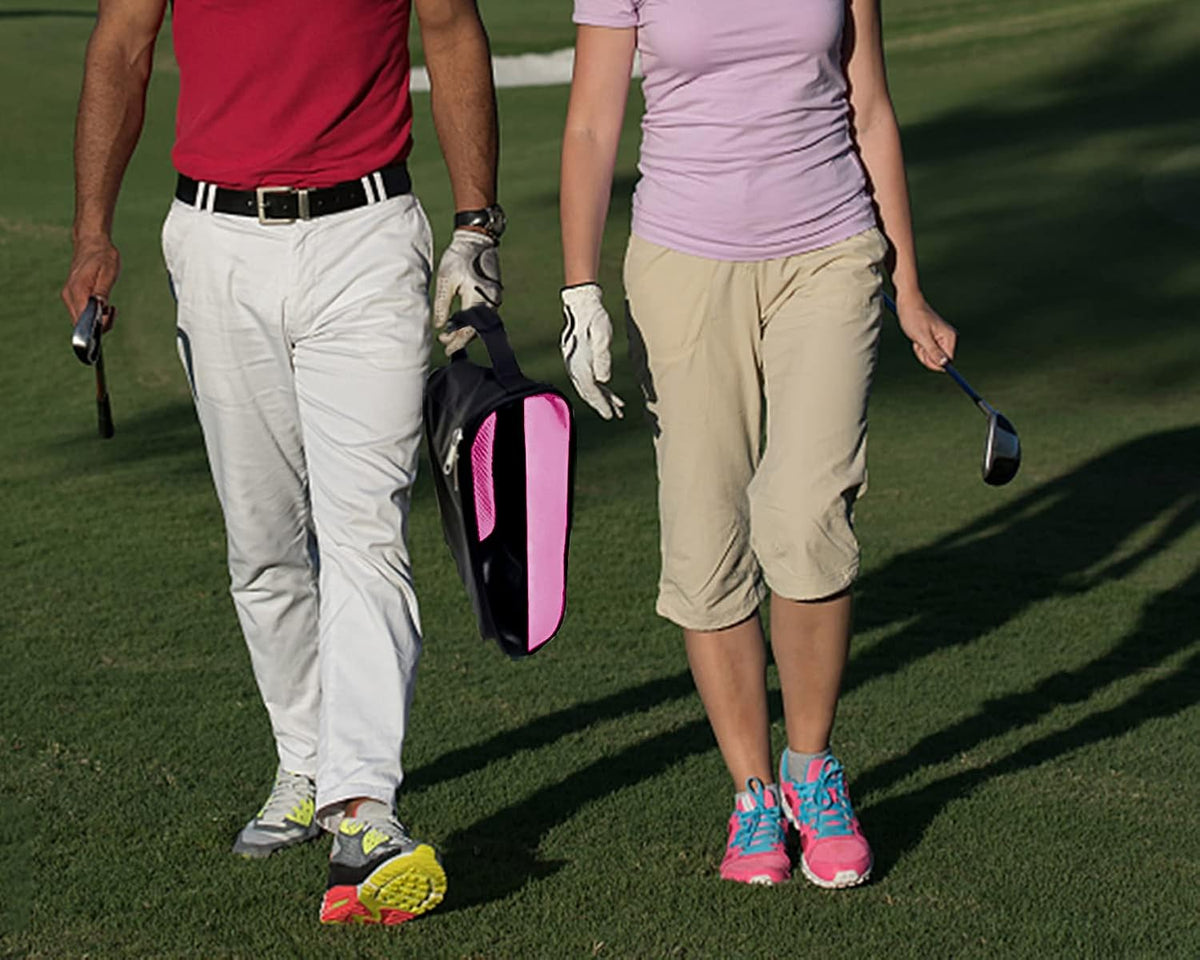 Golf Shoe Bag Men/Women Outdoor Zippered Carrier Bags Light Pink