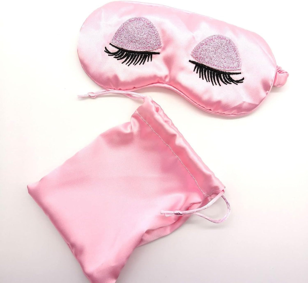 Pink Eye Mask for Sleeping, Satin Blindfold Silk Sleep Mask Smooth Soft Breathable Travel Eye Cover Eyeshade with Elastic Strap for Women and Girls, Sleep Masks