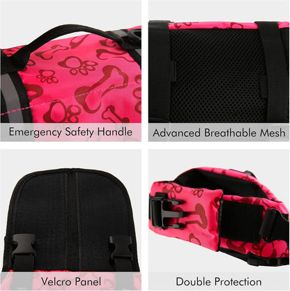 Dog Life Jacket Flotation Vest Saver Swimsuit Preserver Pet Adjustable Safety Coat for Water Safety at The Pool, Beach, Boating, Swimming (XS, Pink)