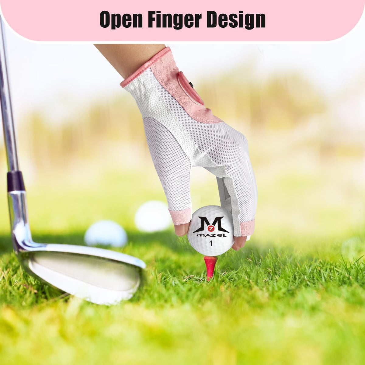 Women's Fingerless Golf Gloves One Pair Open-Finger Design,Breathable Hot Wet Weather Sweat-Absorbing,Fit Size S M L XL