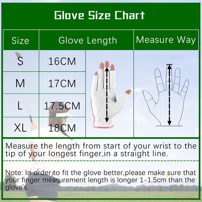 Women's Fingerless Golf Gloves One Pair Open-Finger Design,Breathable Hot Wet Weather Sweat-Absorbing,Fit Size S M L XL
