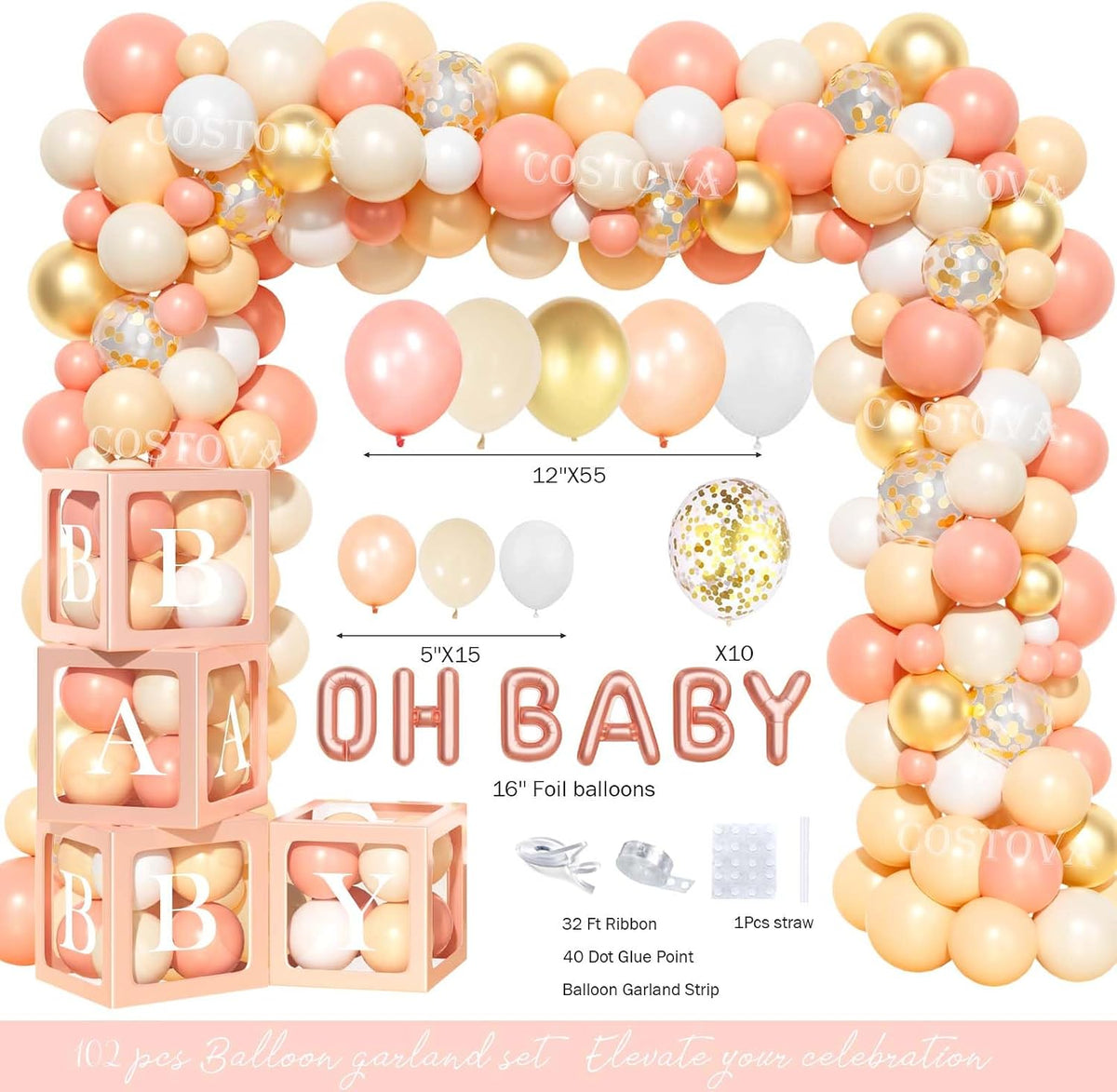 Peach Baby Shower Decorations, A Sweet Little Peach Is on The Way Baby Shower Decorations, Peach Themed Backdrop Balloon Tablecloth Cake Topper Sash for Sweet as a Peach Girls Party