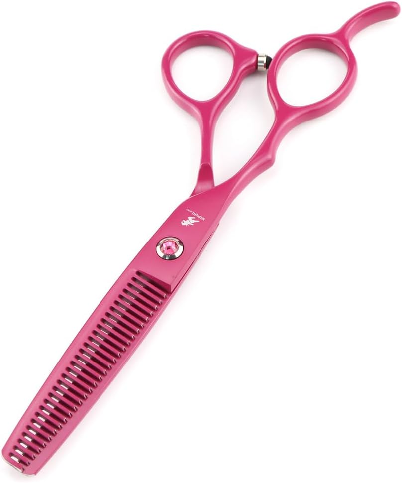 Pink Left-Handed Hairdressing Scissors Set, 6.0-Inch Professional Thinning Household Scissors, Made of Stainless Steel, for Grooming Men, Women and Pets