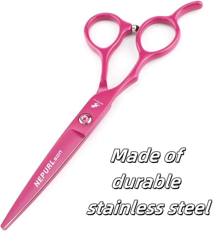 Pink Left-Handed Hairdressing Scissors Set, 6.0-Inch Professional Thinning Household Scissors, Made of Stainless Steel, for Grooming Men, Women and Pets