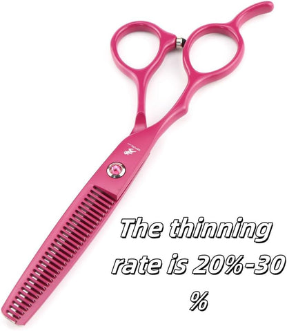 Pink Left-Handed Hairdressing Scissors Set, 6.0-Inch Professional Thinning Household Scissors, Made of Stainless Steel, for Grooming Men, Women and Pets