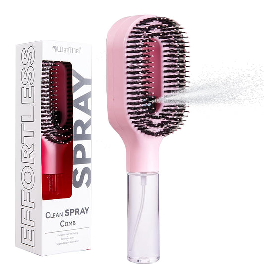 2-in-1 Manual Detangling Hair Brush with 50ml Spray Bottle (1 Pink)