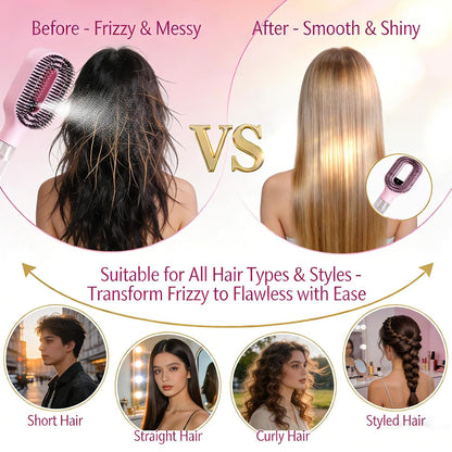 2-in-1 Manual Detangling Hair Brush with 50ml Spray Bottle (1 Pink)