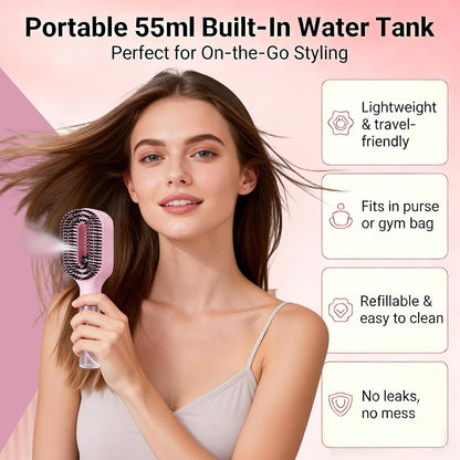 2-in-1 Manual Detangling Hair Brush with 50ml Spray Bottle (1 Pink)