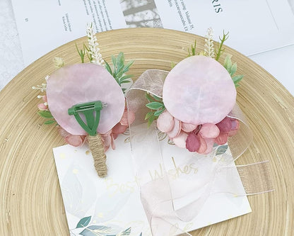 Corsage & Boutonniere Set, Creamy White+Pink, 2 Pieces