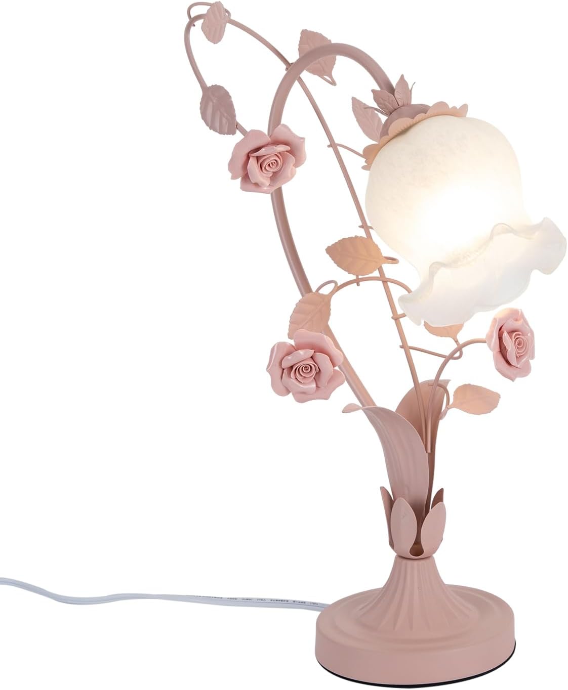 Flower Glass Table Lamp, Stained Glass Flower Cute Vintage Table Reading Lamps Dimmable Nightstand Desk Lights, 17 inches Tall for Bedroom Living Room Office Dresser