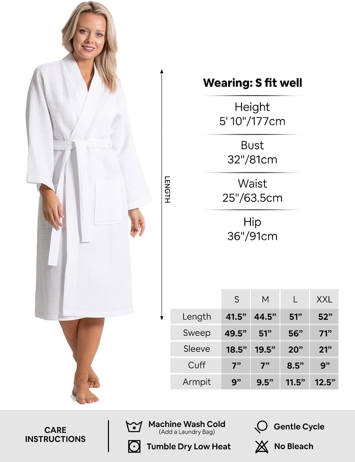 Waffle Knit Lightweight Kimono Spa & Bath Robes for Women - Quick Dry - Soft