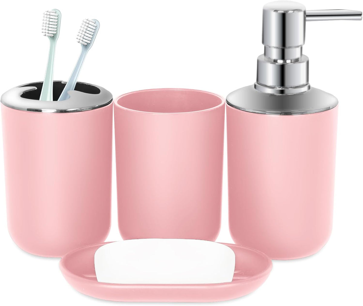 Pink Bathroom Accessories Set 4 PCS, Pink Bathroom Accessories