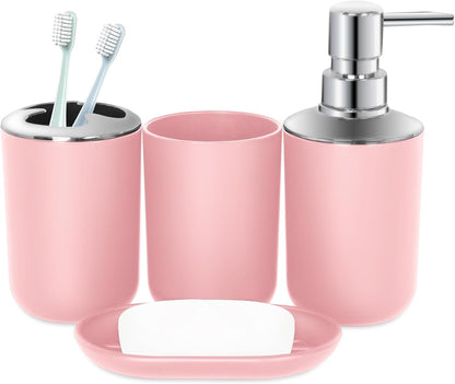 Pink Bathroom Accessories Set 4 PCS, Pink Bathroom Accessories