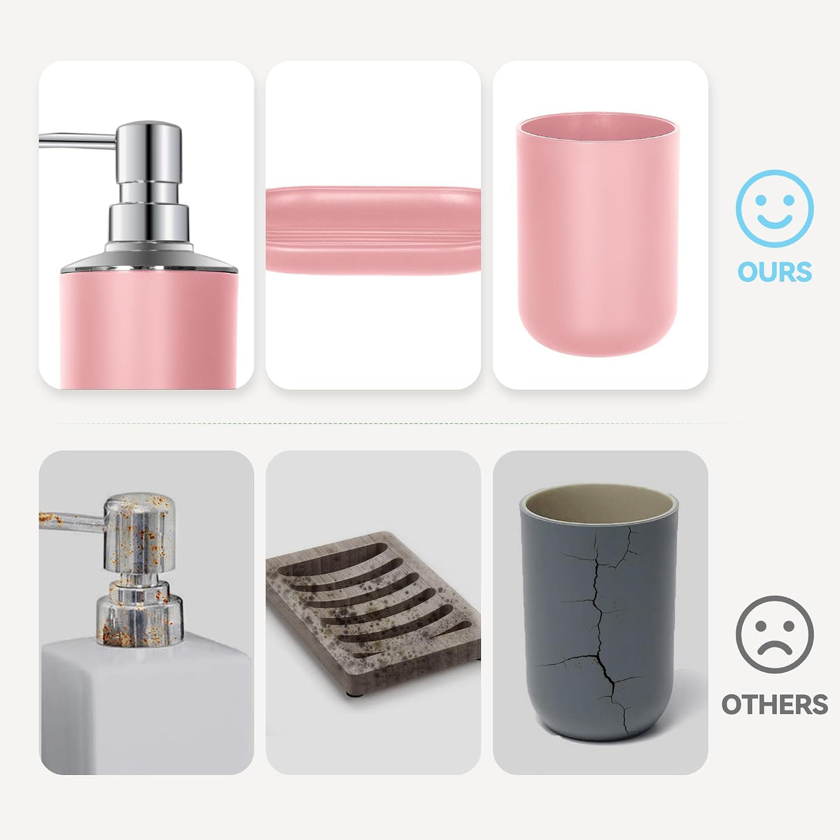 Pink Bathroom Accessories Set 4 PCS, Pink Bathroom Accessories