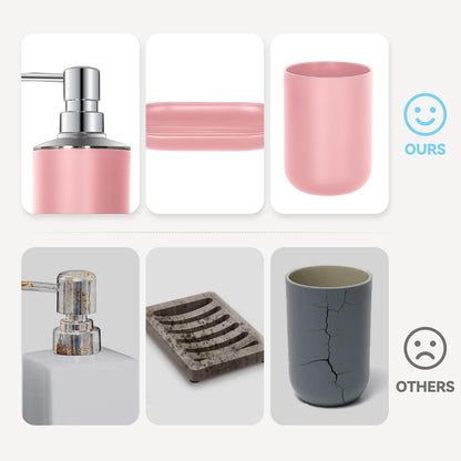 Pink Bathroom Accessories Set 4 PCS, Pink Bathroom Accessories
