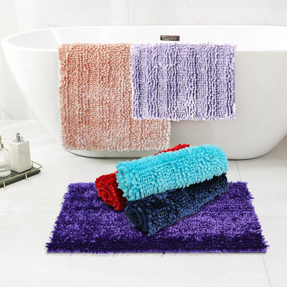 Bathroom Rugs Set 2 Pieces Pink, Luxury Butter Chenille Bathroom Mats Non Slip Bath Mats, Super Absorbent and Machine Washable Bath Rug Sets, 31x20 and 16x24 Inch