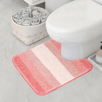 Bathroom Contour Rug (20 x 24, Ombre Pink) Bath Mat Non Slip Water Absorbent Soft Microfiber Shaggy Bathroom Rug Machine Washable Bath Mat U Shape Toilet Rug