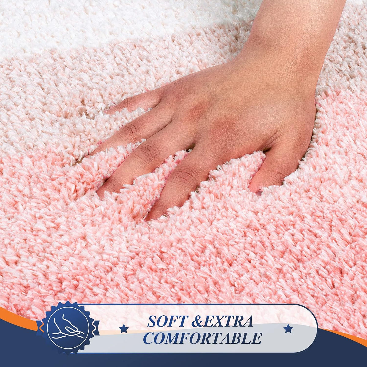 Bathroom Contour Rug (20 x 24, Ombre Pink) Bath Mat Non Slip Water Absorbent Soft Microfiber Shaggy Bathroom Rug Machine Washable Bath Mat U Shape Toilet Rug