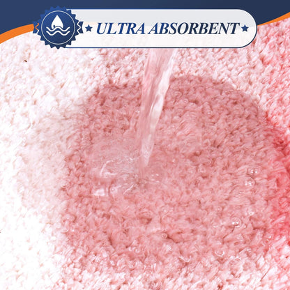 Bathroom Contour Rug (20 x 24, Ombre Pink) Bath Mat Non Slip Water Absorbent Soft Microfiber Shaggy Bathroom Rug Machine Washable Bath Mat U Shape Toilet Rug
