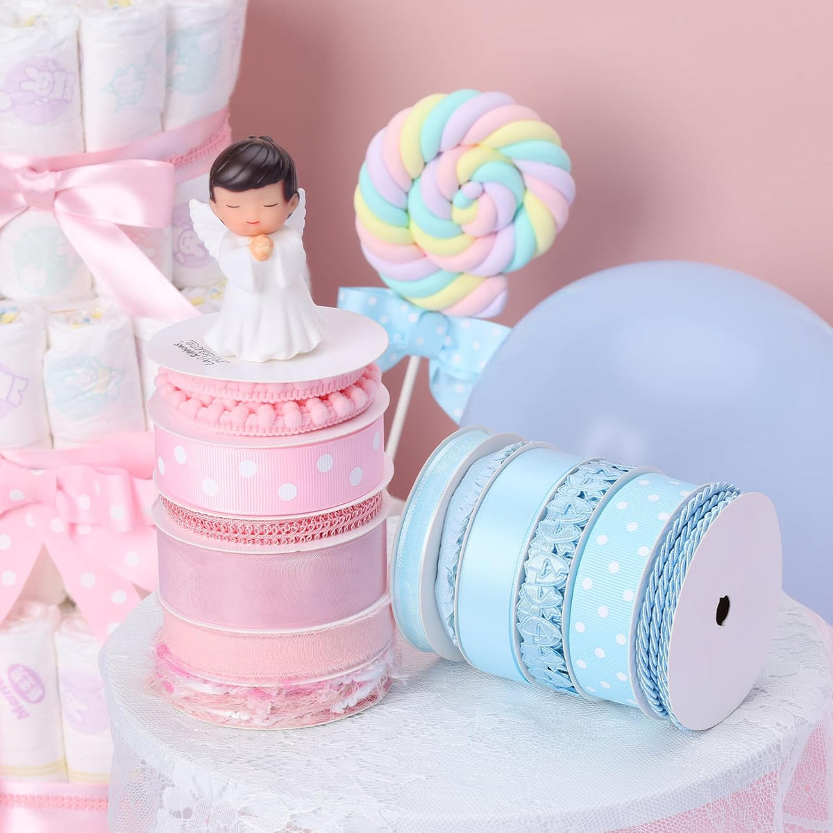 Pink Ribbons for Crafts 6 Rolls Baby Pink Ribbons