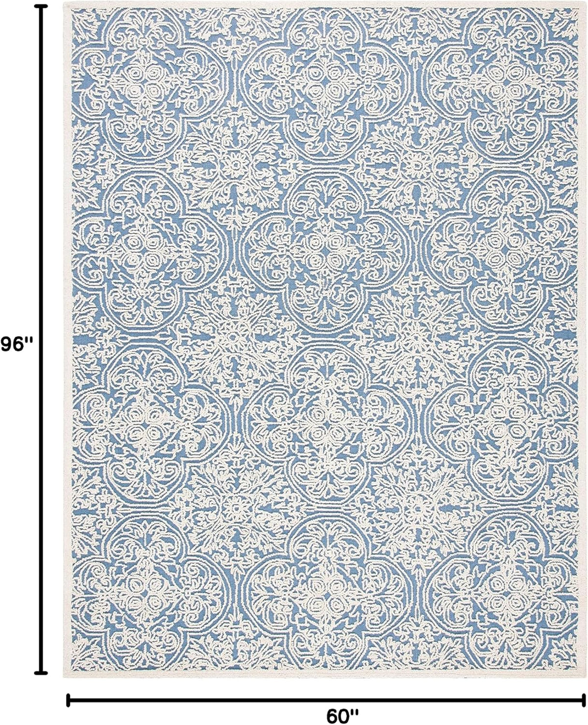 Trace Collection Area Rug - 5' x 8', Blue & Ivory, Handmade Wool, Ideal for High Traffic Areas in Living Room, Bedroom (TRC101B)