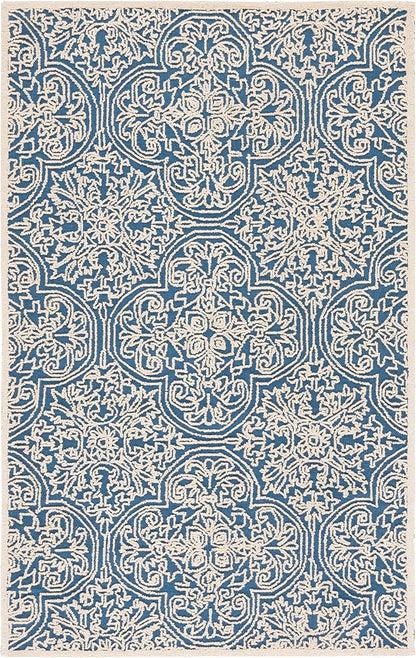 Trace Collection Area Rug - 5' x 8', Blue & Ivory, Handmade Wool, Ideal for High Traffic Areas in Living Room, Bedroom (TRC101B)