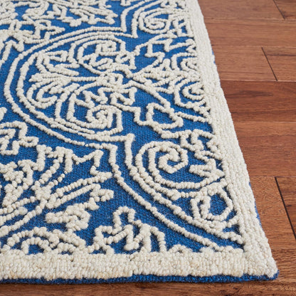 Trace Collection Area Rug - 5' x 8', Blue & Ivory, Handmade Wool, Ideal for High Traffic Areas in Living Room, Bedroom (TRC101B)
