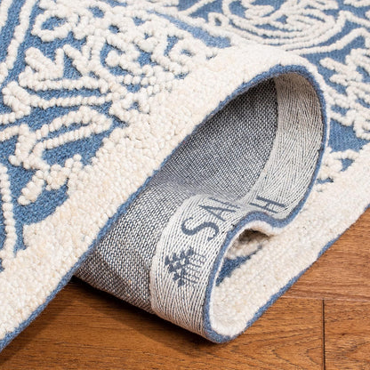 Trace Collection Area Rug - 5' x 8', Blue & Ivory, Handmade Wool, Ideal for High Traffic Areas in Living Room, Bedroom (TRC101B)