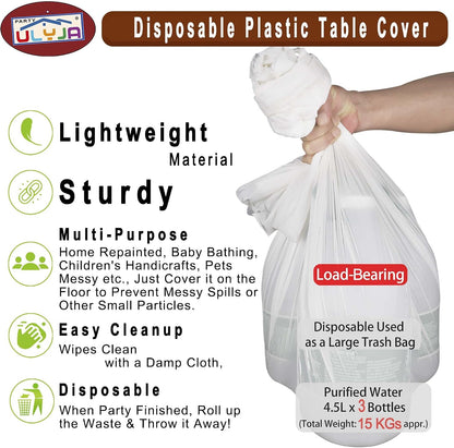 Peach Tablecloths Plastic 3 Pack Premium 84 Inches Disposable Table Covers Decorative Table Cloths for Round Dinning Kitchen Tables