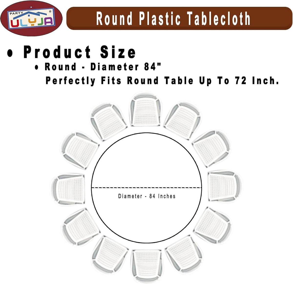 Peach Tablecloths Plastic 3 Pack Premium 84 Inches Disposable Table Covers Decorative Table Cloths for Round Dinning Kitchen Tables