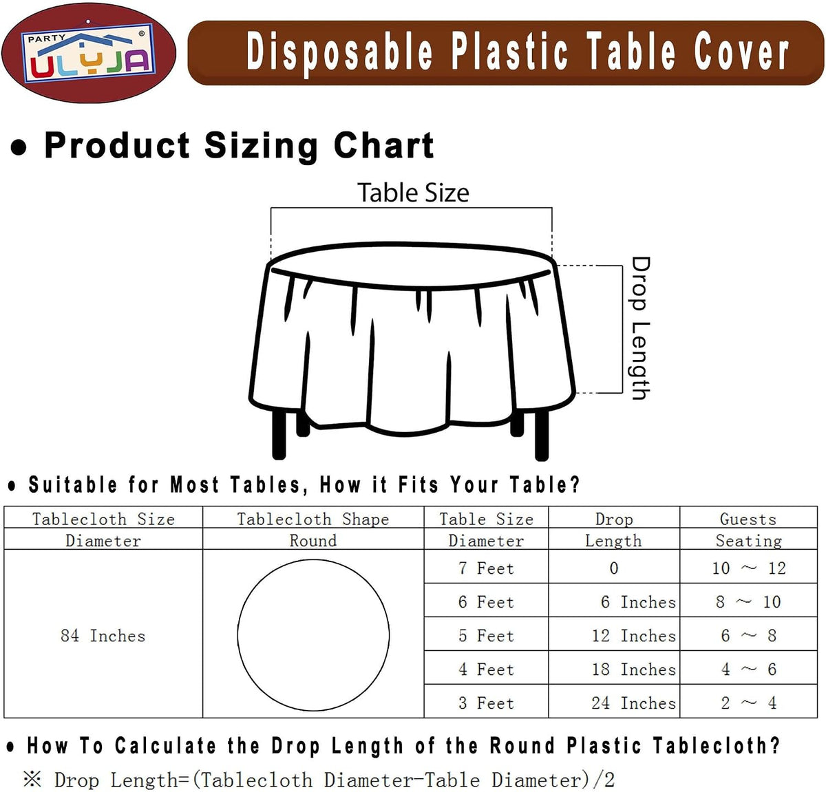 Peach Tablecloths Plastic 3 Pack Premium 84 Inches Disposable Table Covers Decorative Table Cloths for Round Dinning Kitchen Tables