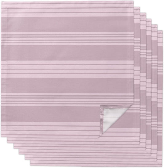 Modern Minimalist Lines Cloth Napkins Set of 6, Holiday Napkins for Baby Shower, Pink Lines Stripes Pattern Washable Reusable Dinner Napkin for Cocktail Wedding Party, 20 x 20 Inch